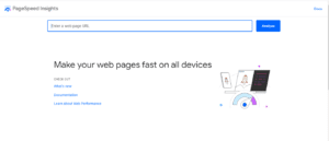 Google pagespeed insight homepage